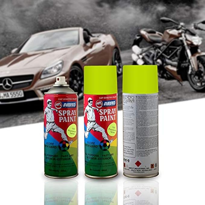 Abro SP-1005 MULTIPURPOSE COLOUR SPRAY PAINT CAN FOR CARS AND BIKES (400ML, FLUORESCENT YELLOW, 1 PC) - Image 5